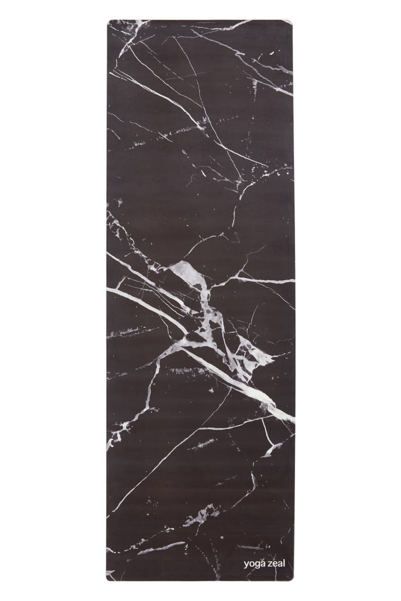 Marble Print Yoga Mat, Main, color, BLACK MARBLE