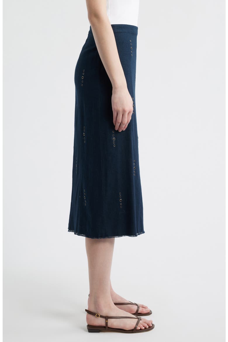 Aubrey Grommet Trim Linen & Cotton Midi Skirt, Alternate, color, SAL