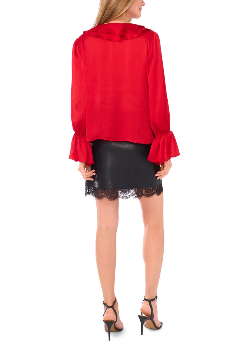 Ruffle Detail Textured Top, Alternate, color, CHERRY RED