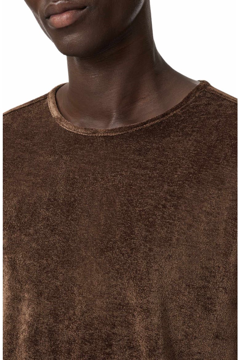 Sandro Long Sleeve Velvet Top, Alternate, color, DARK BROWN