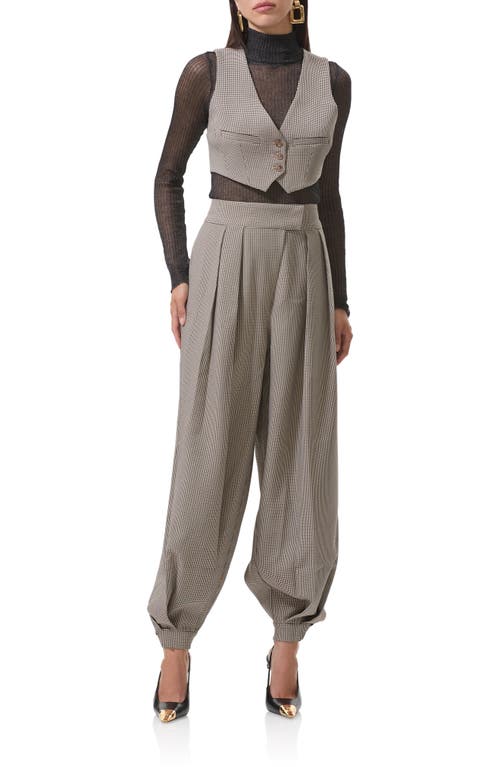 Afrm Daryl Houndstooth Crop Vest In Gray