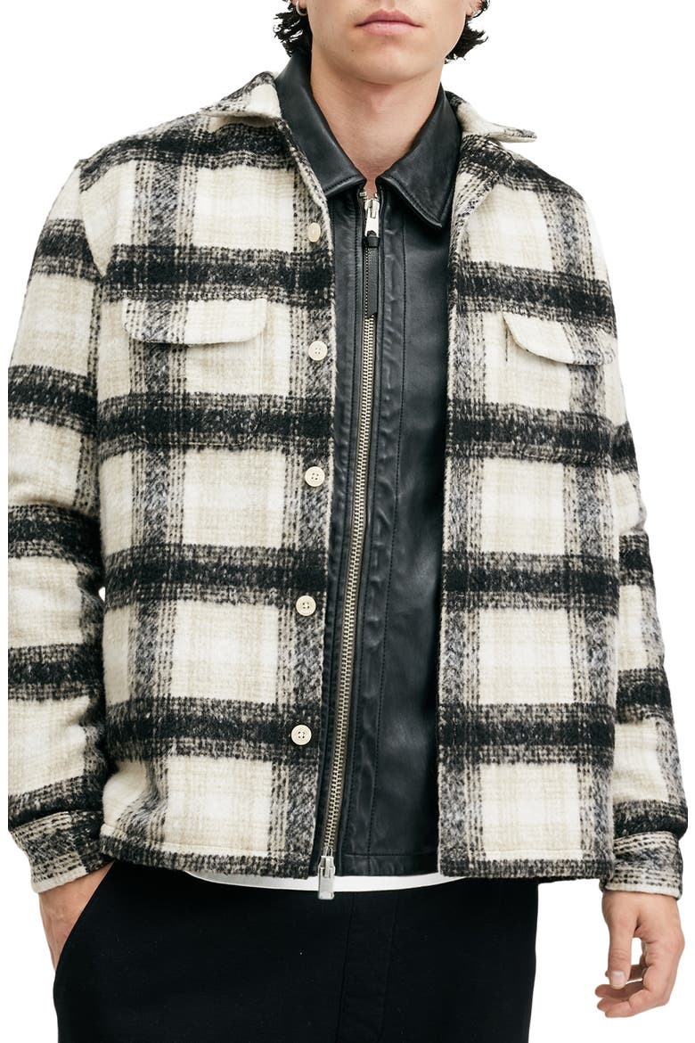Lapse Plaid Fleece Overshirt, Main, color, BLACK/ GREY