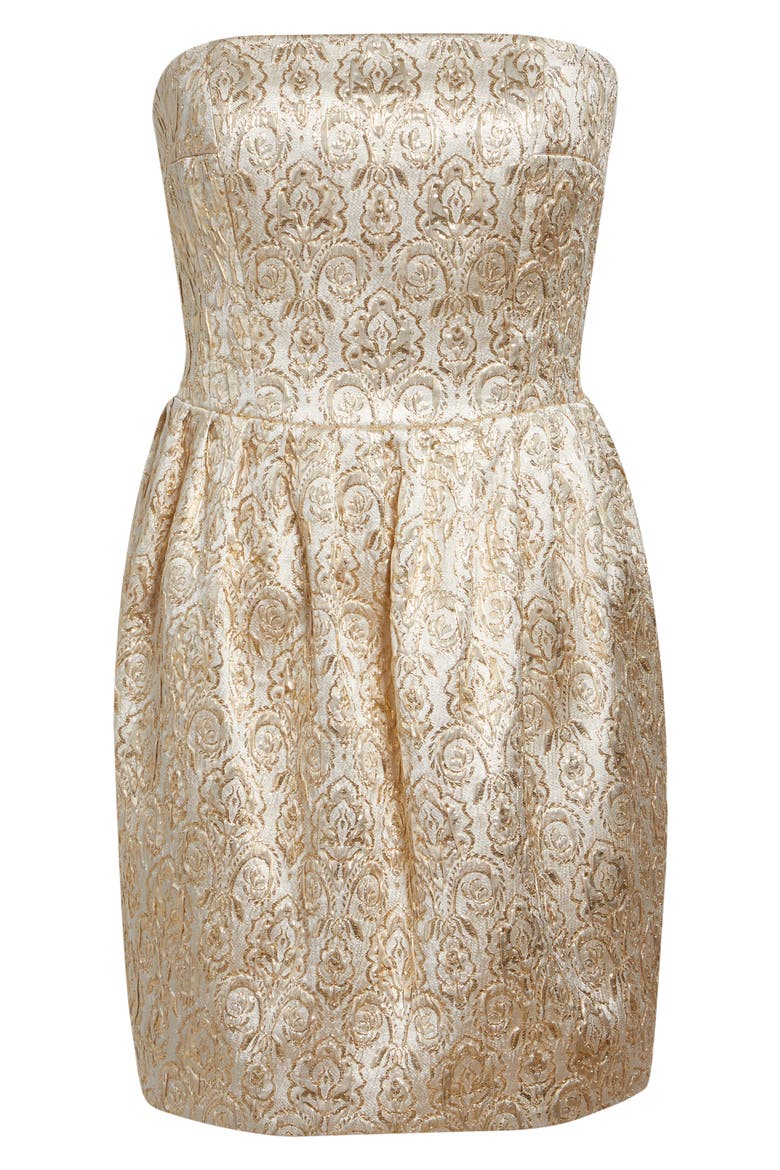 Lowe Metallic Brocade Strapless Minidress, Alternate, color, GOLD
