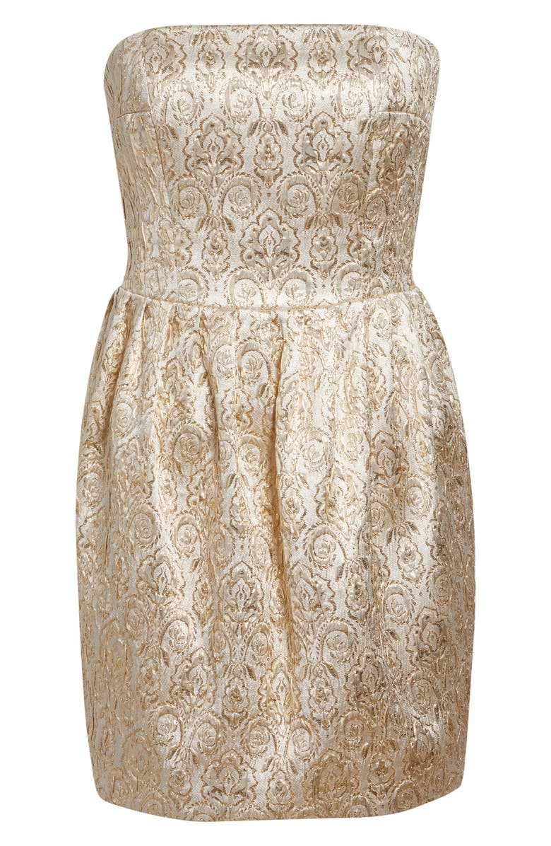 Emilia Wickstead Lowe Metallic Brocade Strapless Minidress, Alternate, color, Gold