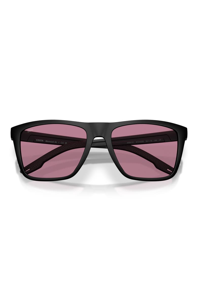 Mainsail XL 59mm Polarized Square Sunglasses, Alternate, color, MATTE BLACK / ROSE 580P