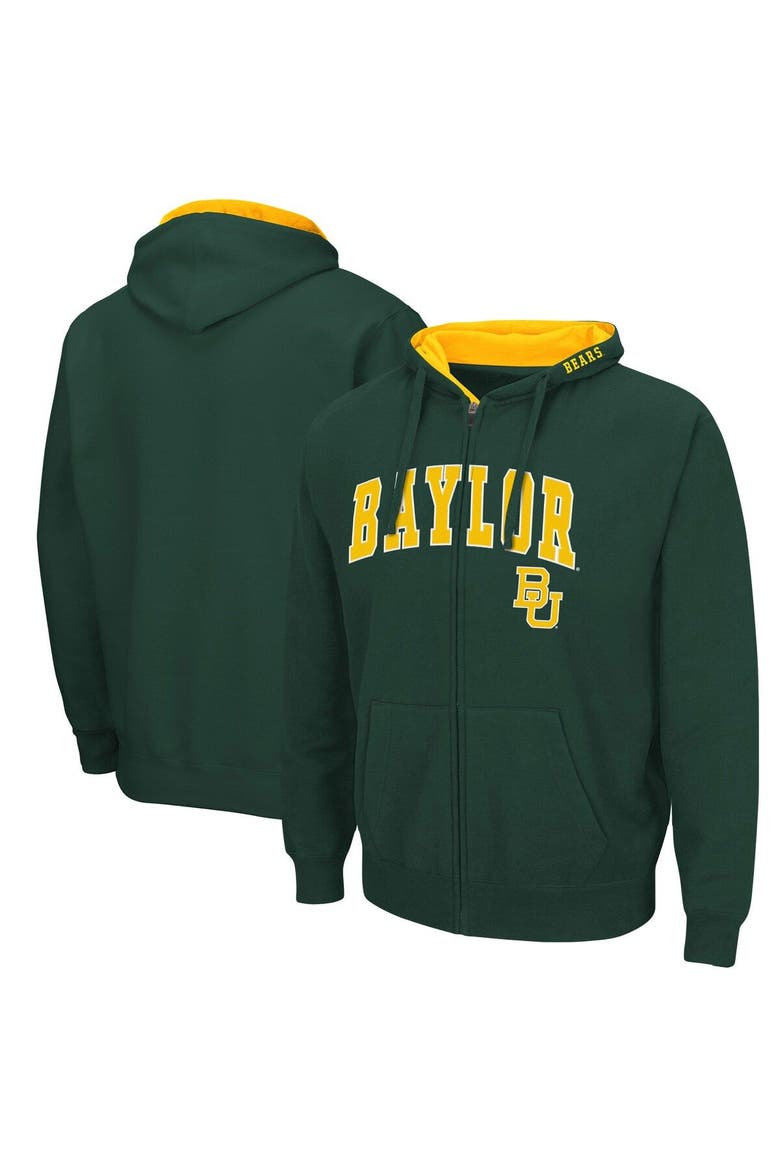 Men's Colosseum Green Baylor Bears Arch & Logo 3.0 Full-Zip Hoodie, Main, color, Green