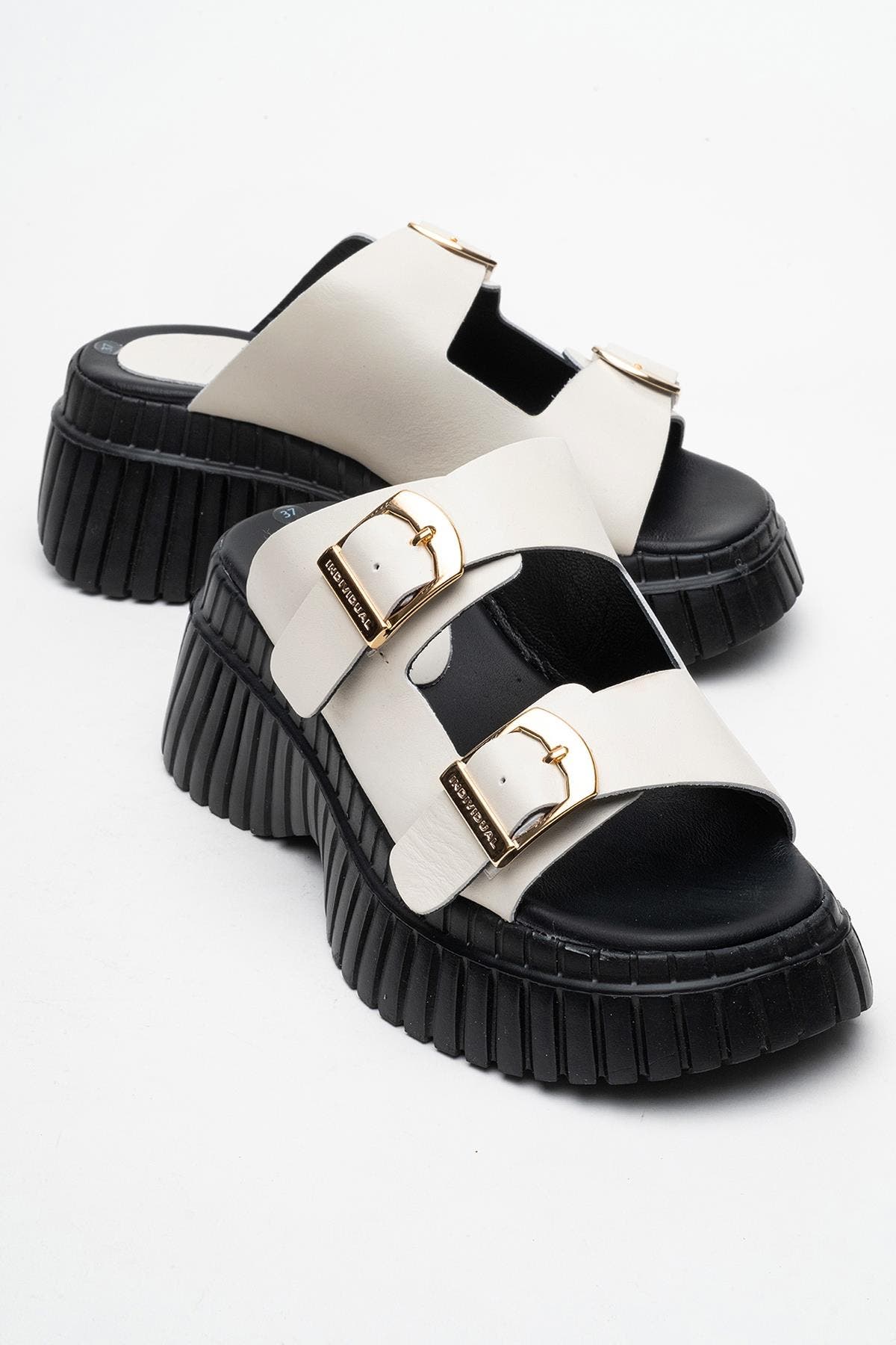 Forever & Always Shoes Joanes Leather Two-Strap Platform Sandal, Alternate, color, Light Beige Leather