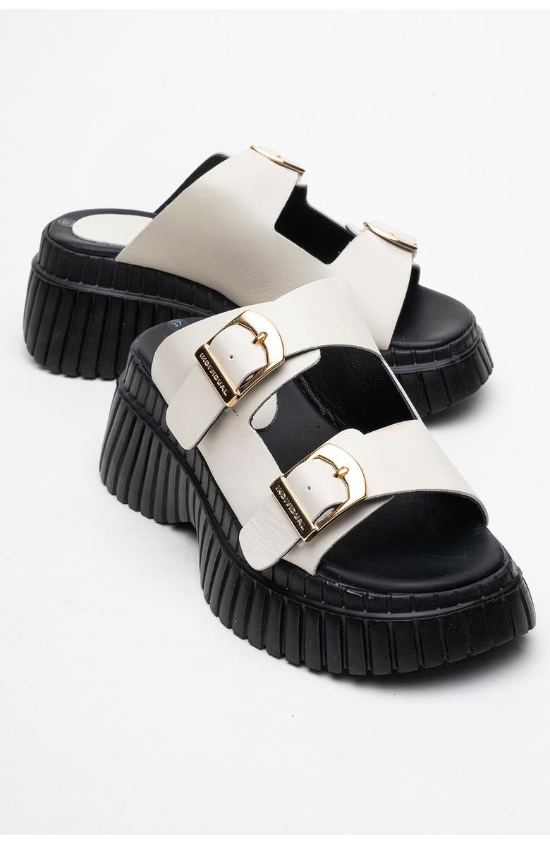 Forever & Always Shoes Joanes Leather Two-Strap Platform Sandal, Alternate, color, Light Beige Leather