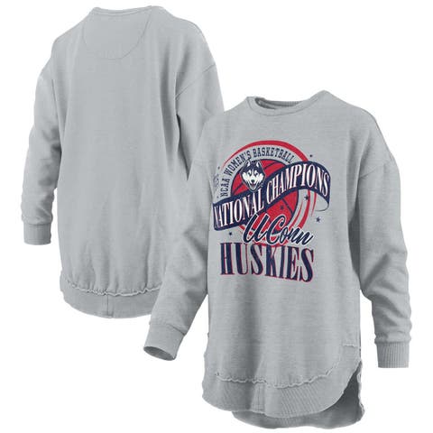Women's Pressbox  Gray UConn Huskies 2025 WBB National Champions Melange Poncho Pullover Sweatshirt