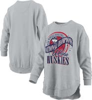PRESSBOX Women's Pressbox Gray UConn Huskies 2025 WBB National Champions Melange Poncho Pullover Sweatshirt