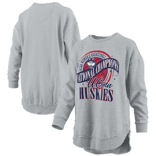 Pressbox Gray Uconn Huskies 2025 Wbb National Champions Melange Poncho Pullover Sweatshirt In Gray