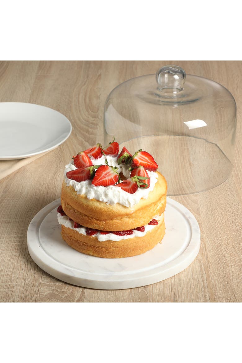 Ridgehaven 2-Piece Cake Stand with Glass Lid, Alternate, color, White