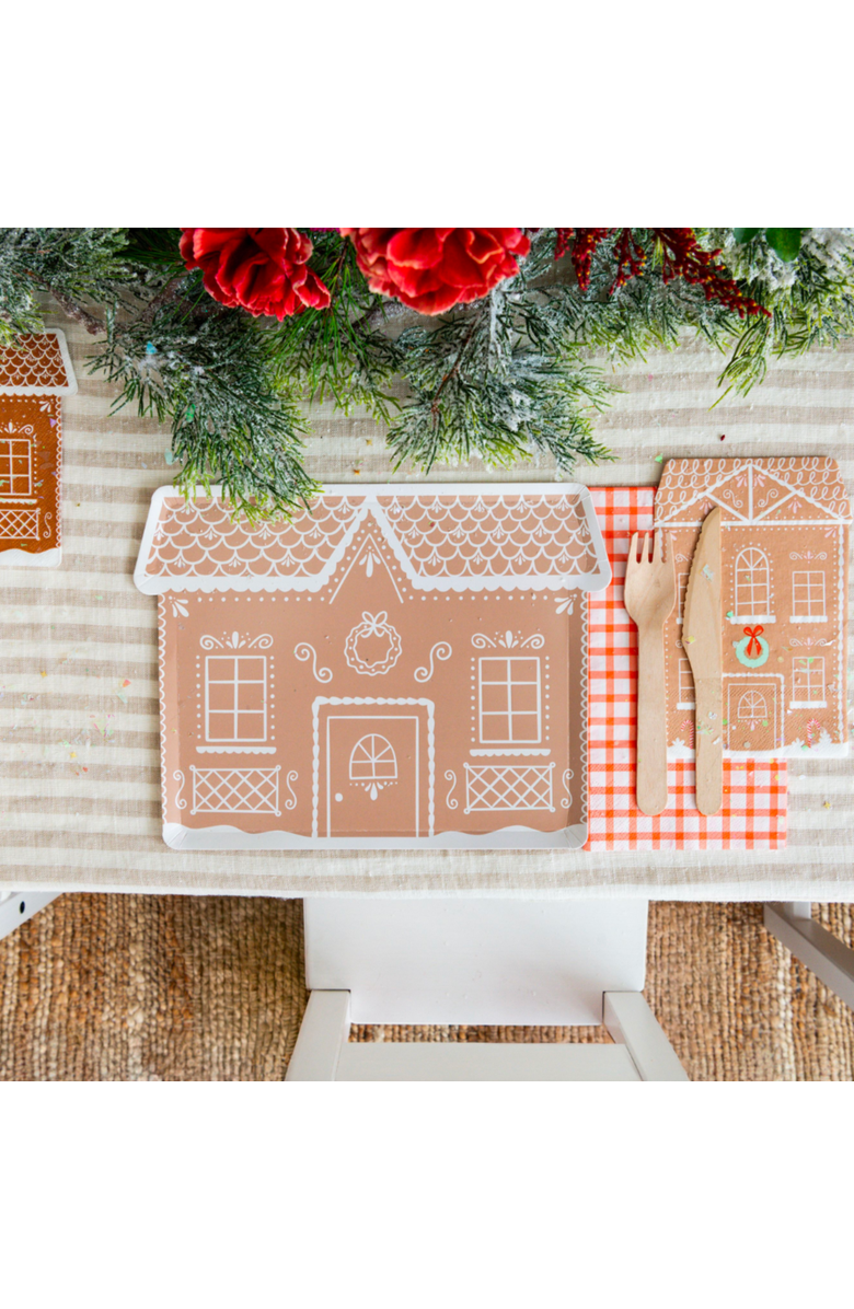 Daydream Society Baking Spirits Bright Gingerbread House Christmas Large Plates in Brown, Alternate, color, Assorted Pre-Pack