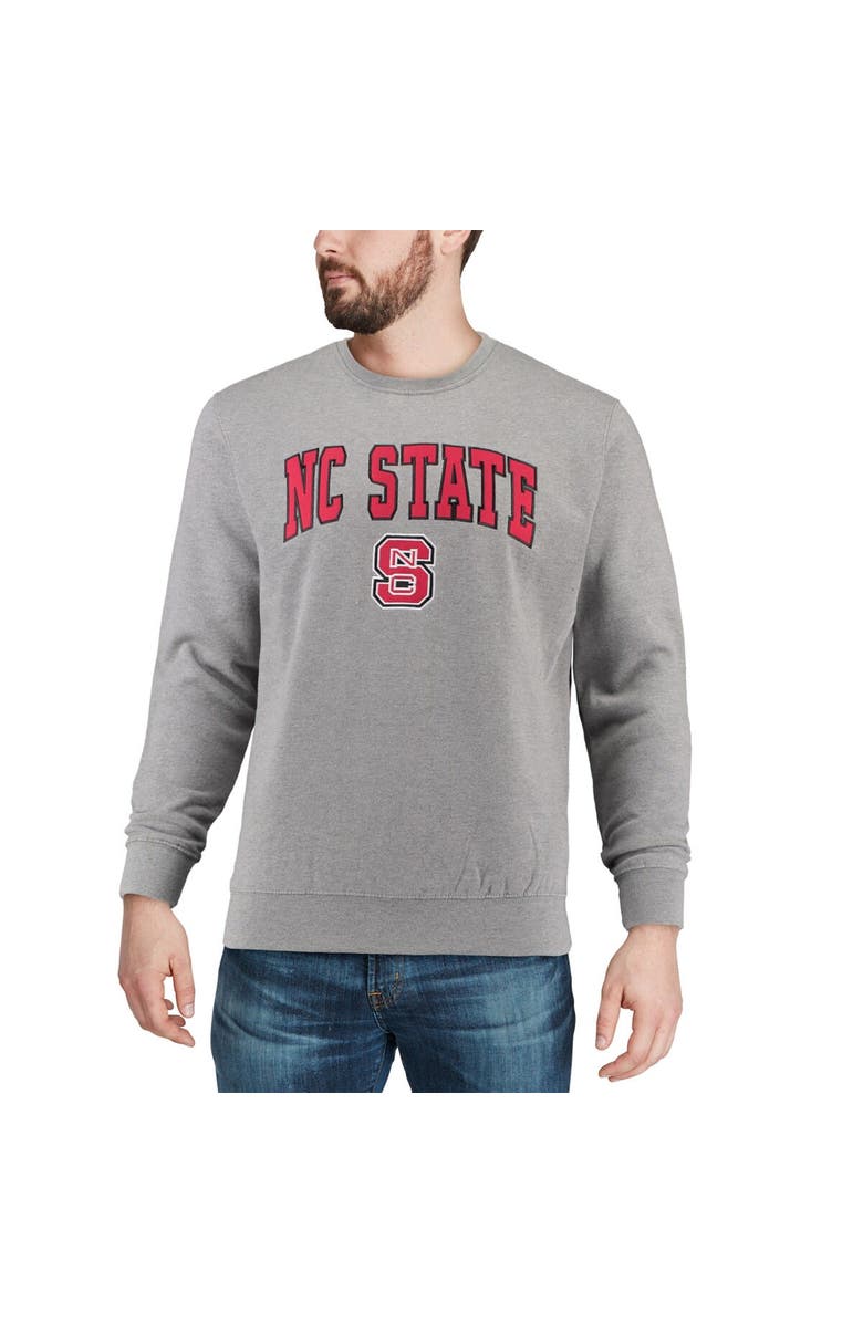 COLOSSEUM Men's Colosseum Heather Gray NC State Wolfpack Arch & Logo Crew Neck Sweatshirt, Alternate, color, Heather Gray