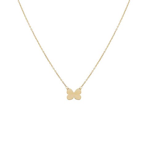 Butterfly Pendant Necklace 14K