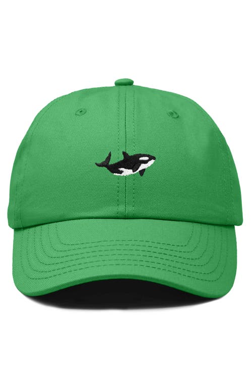 Dalix Killer Whale Embroidered Dad Hat In Kelly Green