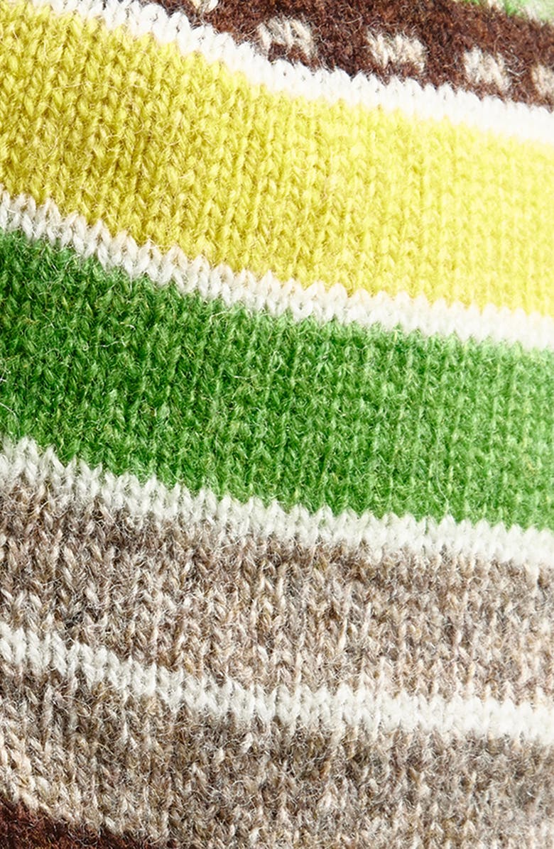 JW Anderson Stripe Faux Fur Lined Wool Trapper Hat, Alternate, color, Marigold