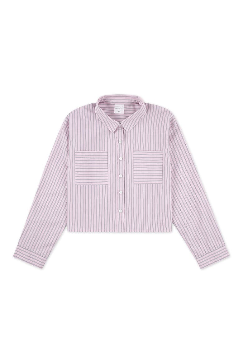 Kids' Stripe Boxy Button-Up Shirt, Main, color, CRADLE PINK