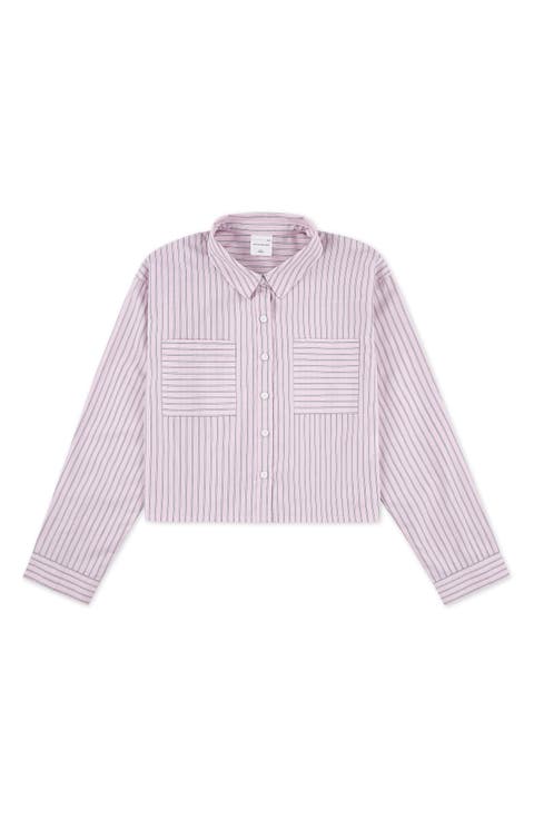 Kids' Stripe Boxy Button-Up Shirt (Little Kid & Big Kid)