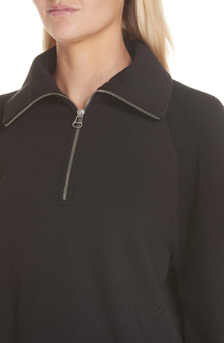 Helmut Lang Contrast Sleeve Quarter Zip Sweatshirt, Alternate, color, 