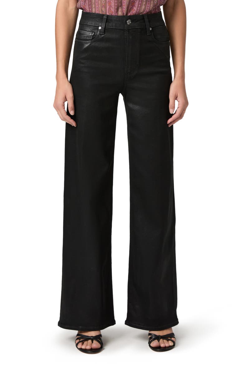 Anessa Coated High Waist Wide Leg Jeans, Main, color, BLACK FOG LUXE COATING