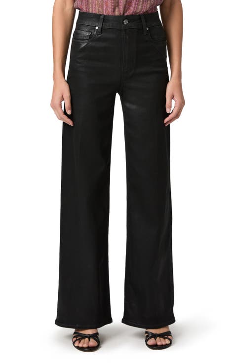 Anessa Coated High Waist Wide Leg Jeans (Black Fog Luxe Coating)