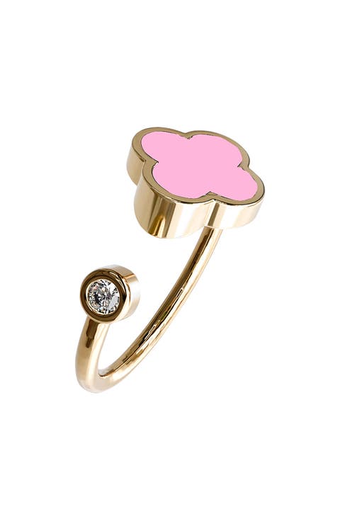 Clover & Cubic Zirconia Adjustable Ring