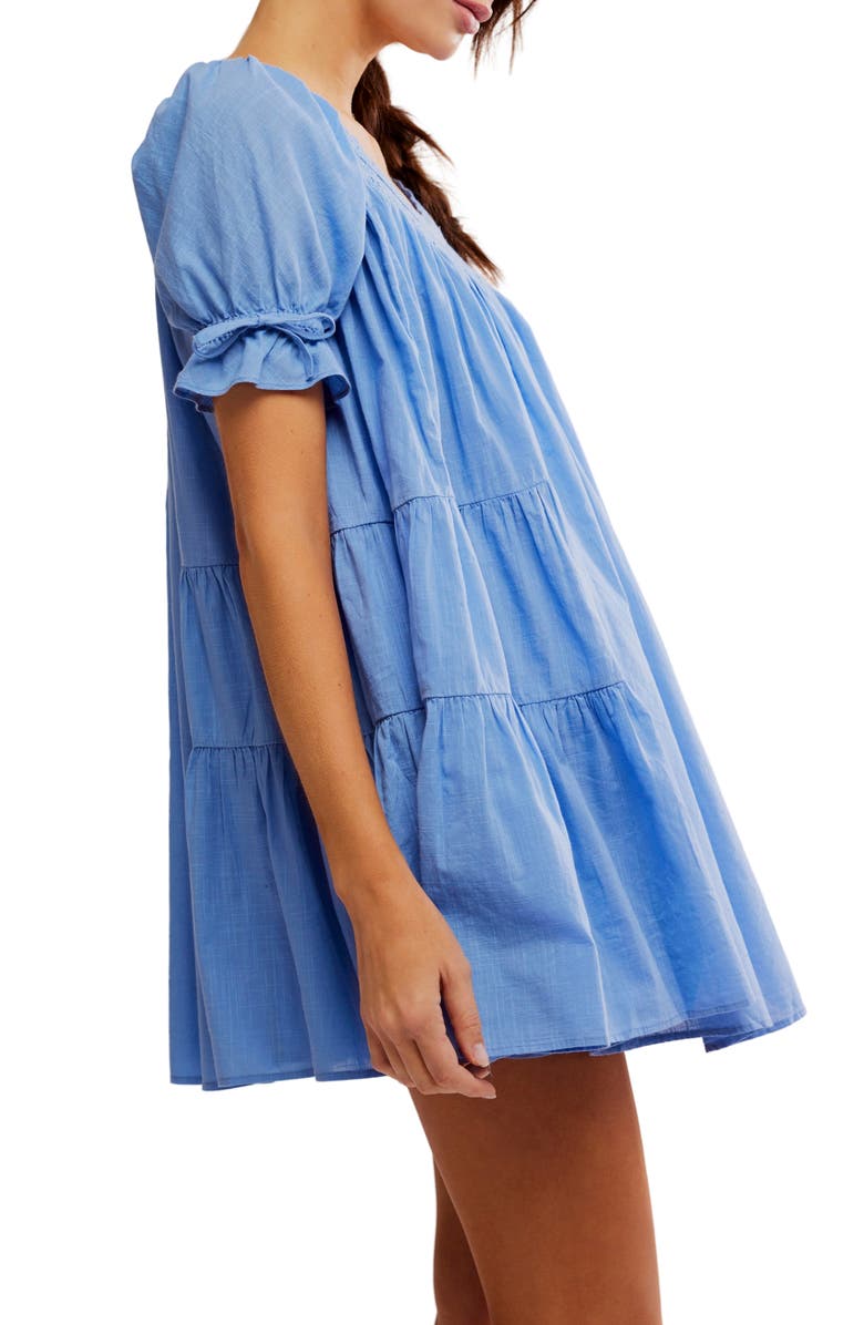 Free People Sandy Shores Cotton Babydoll Minidress, Alternate, color, Cornflower Blue