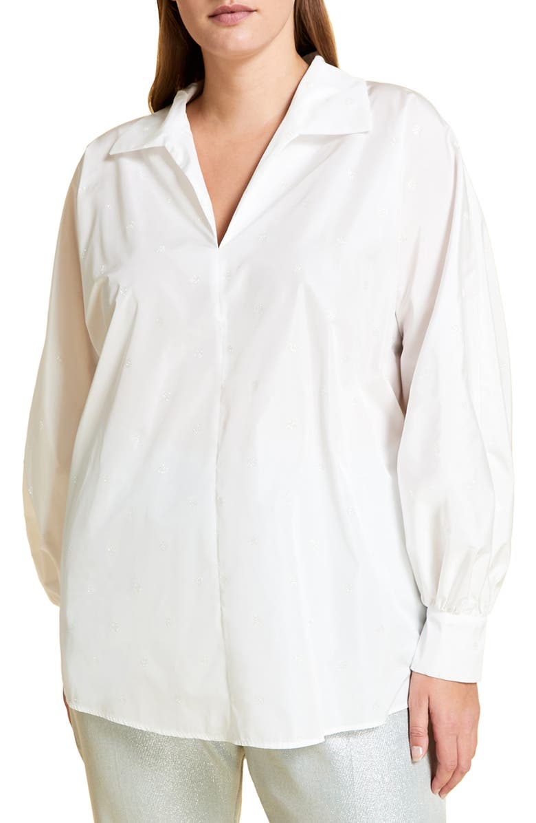 Marina Rinaldi Bebop Taffeta Long Sleeve Blouse, Main, color, 