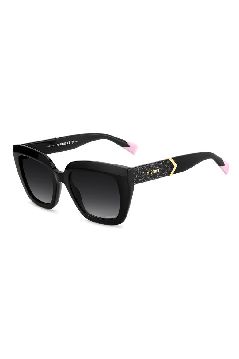 52mm Gradient Square Sunglasses, Alternate, color, BLACK/ DARK GREY SF