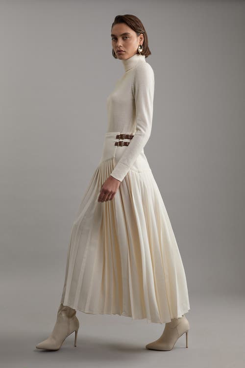 Karen Millen Buckle Detailed Maxi Skirt In White