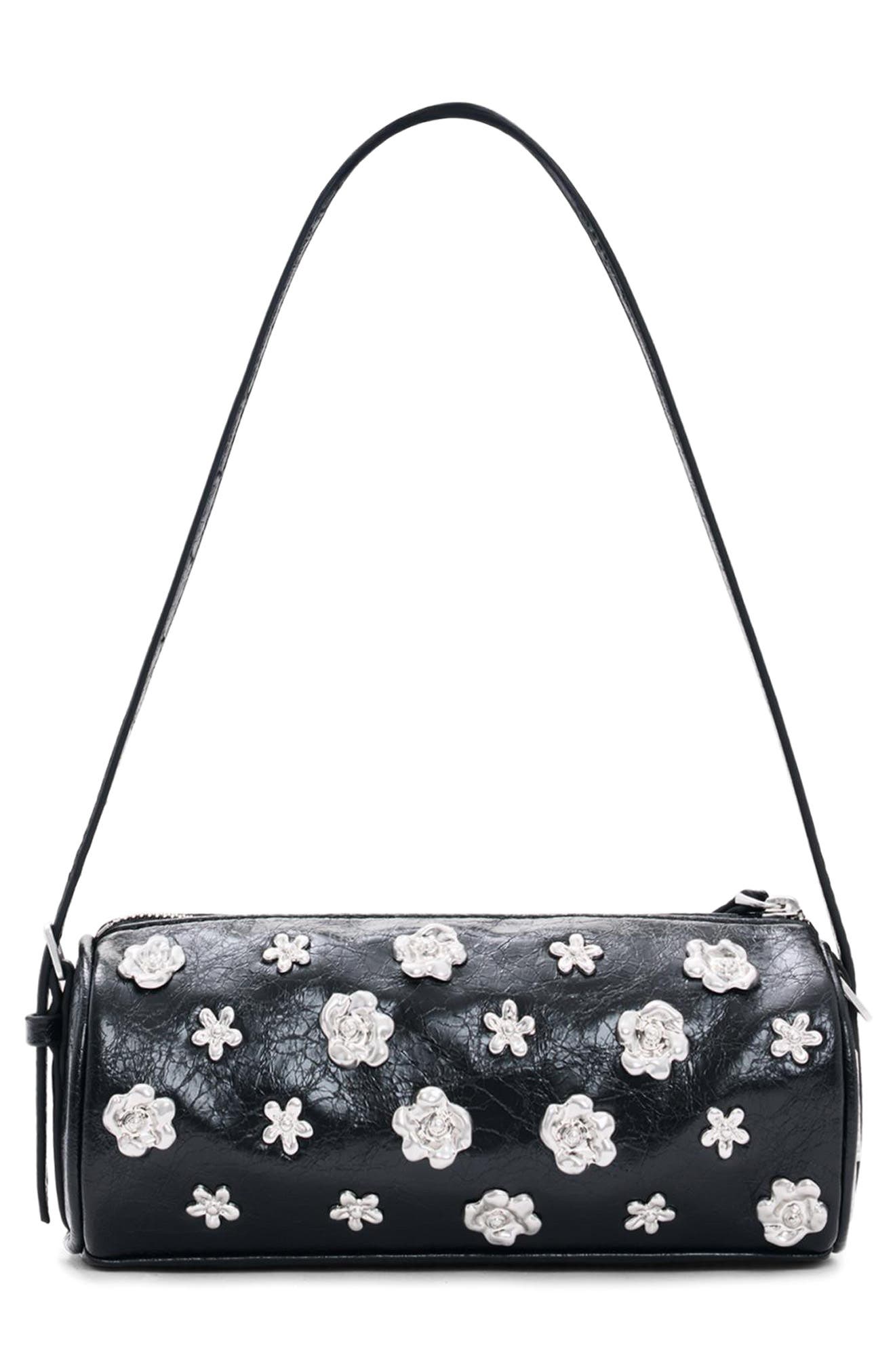 Small Faux Leather Shoulder Bag, Alternate, color, BLACK