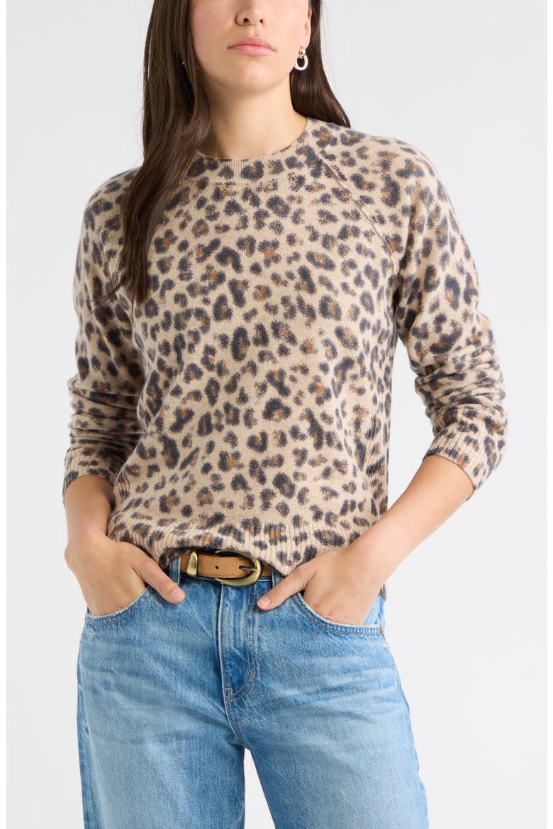 Animal Print Wool & Cashmere Sweater, Main, color, TAN- BLACK BEA LEOPARD