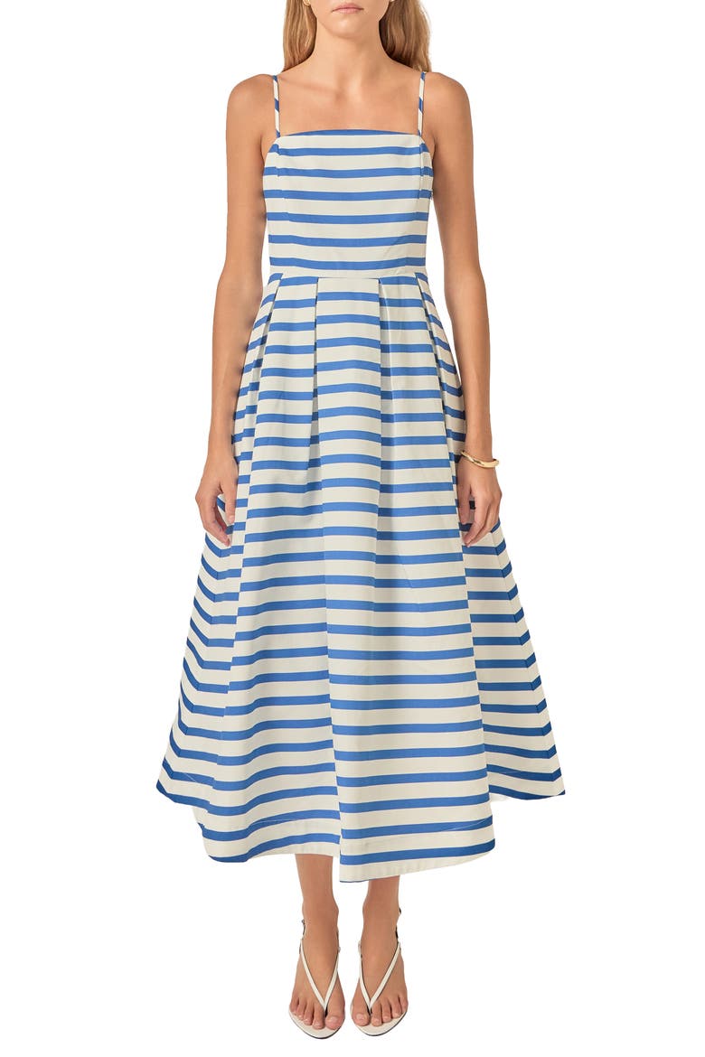 Stripe Sleeveless Maxi Dress, Main, color, OFF WHITE/ ROYAL BLUE
