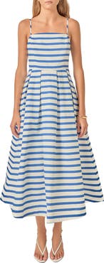 English Factory Stripe Sleeveless Maxi Dress