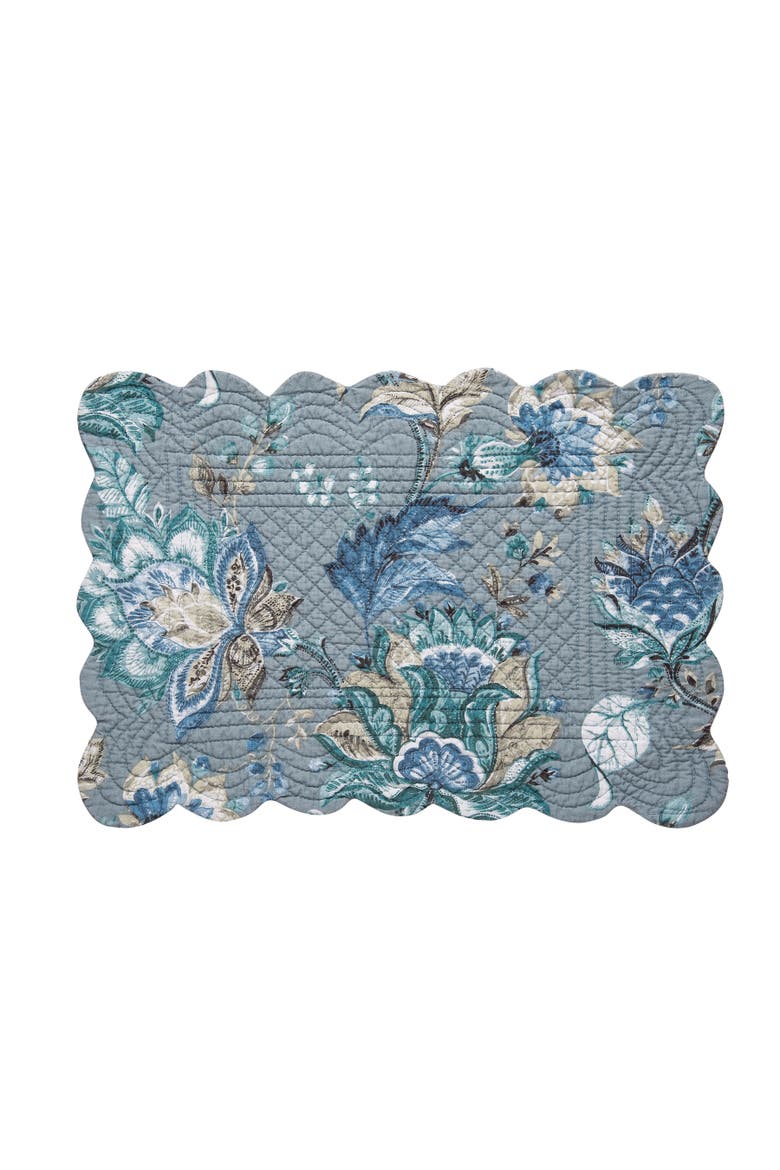 Morrison Floral Cotton Quilted Reversible Machine Washable Placemat Machine Washable Set of 6, Alternate, color, Green