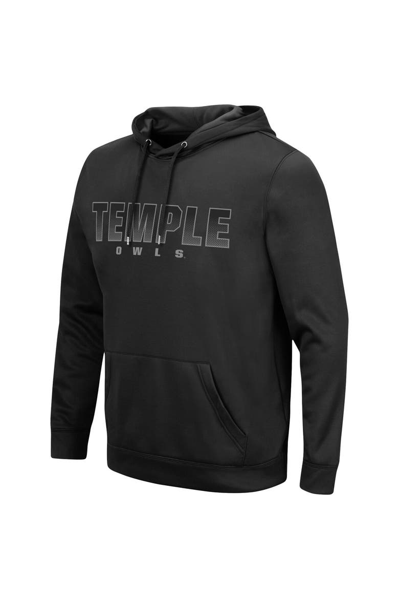 Men's Colosseum Black Temple Owls Blackout 3.0 Pullover Hoodie, Alternate, color, Black