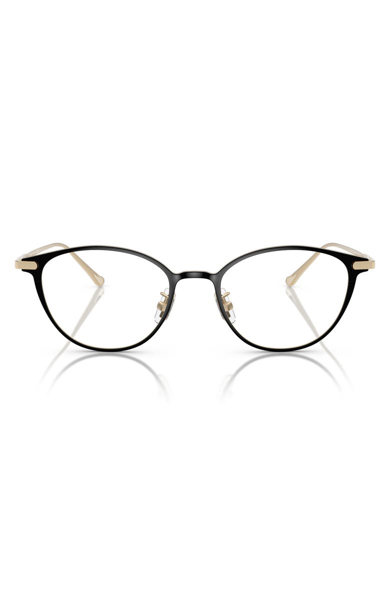 COACH 51mm Oval Optical Glasses, Main, color, Shiny Black / Demo Lens