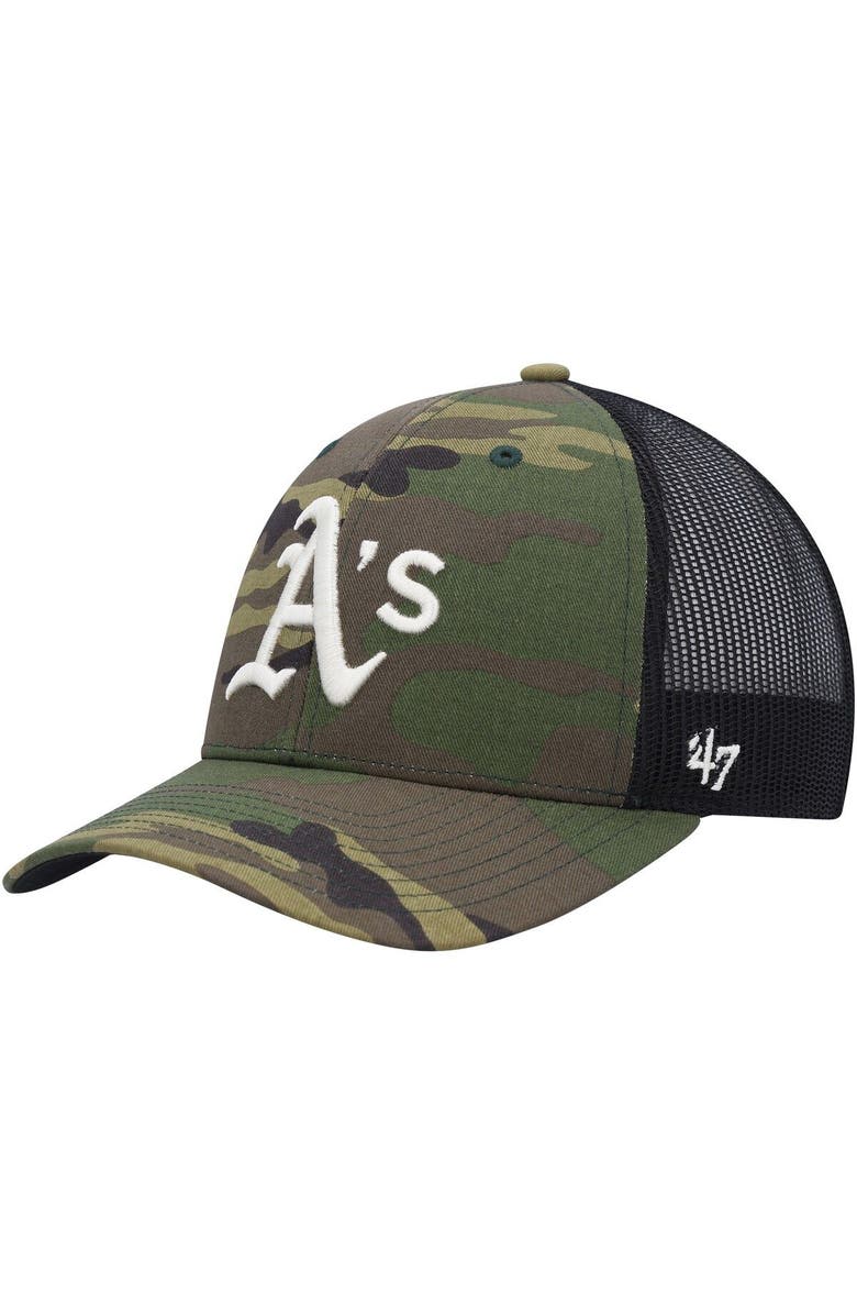 '47 Men's '47 Camo Oakland Athletics Trucker Snapback Hat, Main, color,