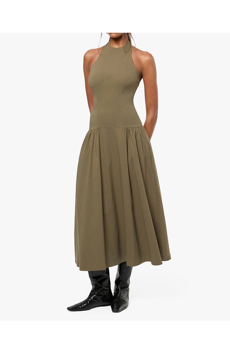 WeWoreWhat Halter Corset Midi Dress, Main, color, 