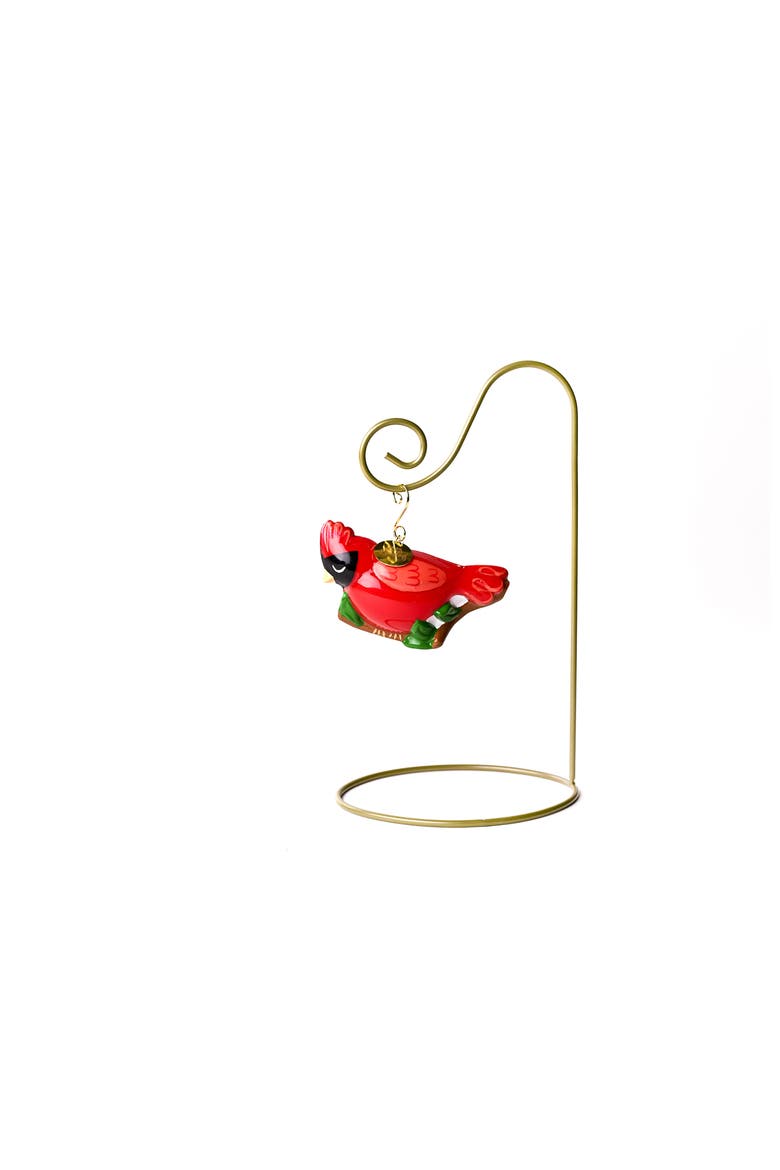 Cardinal Glass Shaped Ornament with Gold Stand, Main, color, Red