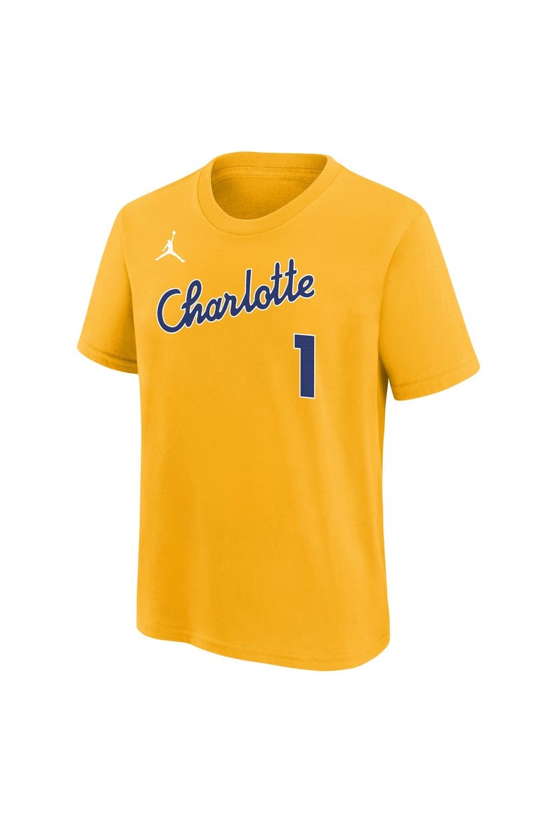 Youth Nike LaMelo Ball Yellow Charlotte Hornets 2025/26 City Edition Name & Number T-Shirt, Alternate, color, Yellow
