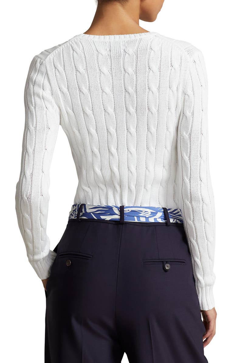 Polo Ralph Lauren Julianna Cotton Cable Sweater, Alternate, color, White