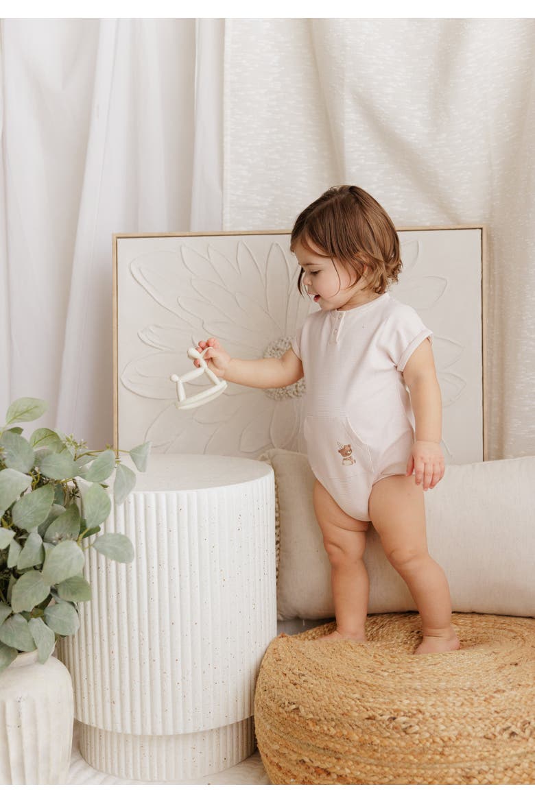 Organic French Terry - Bear Collection - Romper, Alternate, color, Pink Stripe