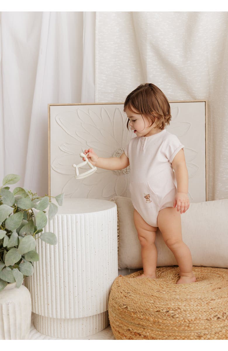 Ely's & Co. Organic French Terry - Bear Collection - Romper, Alternate, color, Tan Stripe