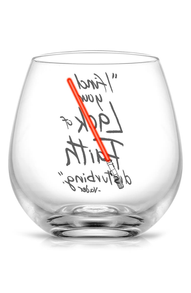 JoyJolt Lightsaber Stemless Drinking Glassware - Set of 2, Alternate, color, Clear/ Red
