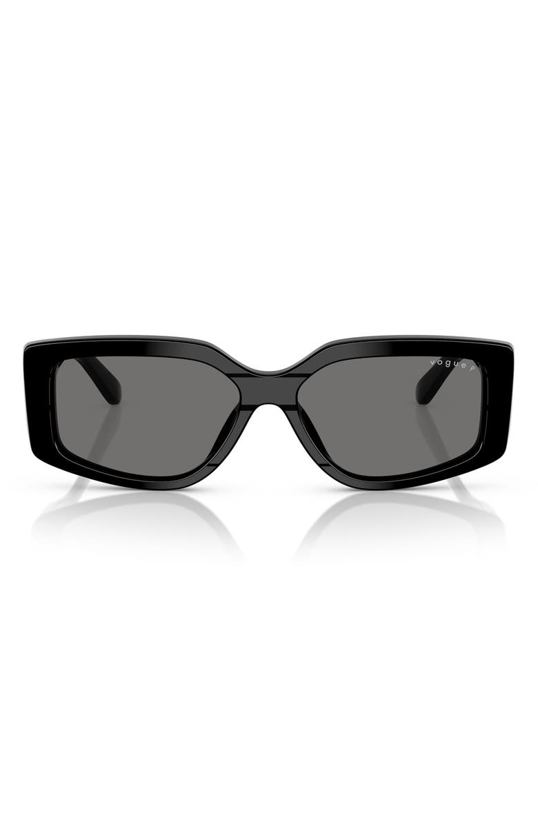 VOGUE 55mm Polarized Rectangular Sunglasses, Main, color, Black