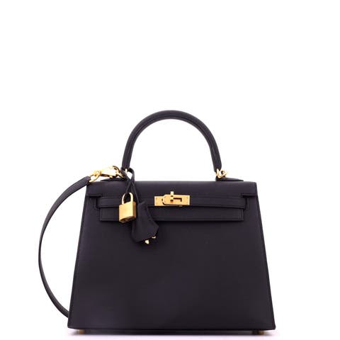 Kelly Handbag Black Epsom with Gold Hardware 25