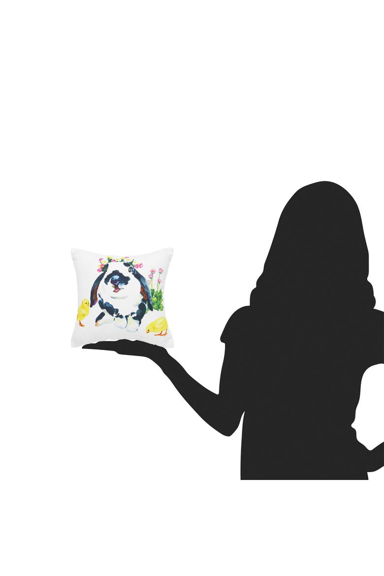 Easter Bunny & Ducks HD Printed Cotton Blend Mini Accent Pillow 10" x 10", Alternate, color, White