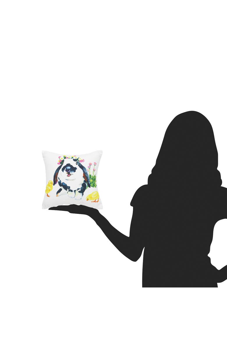 C&F Home Easter Bunny & Ducks HD Printed Cotton Blend Mini Accent Pillow 10" x 10", Alternate, color, White